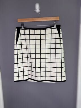 White House Black Market Black White Check Skirt Size 10